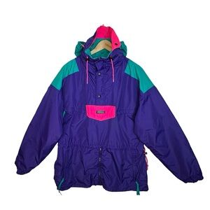 COLUMBIA Sportswear Anorak Pullover Jacket Purple Pink Teal Size Large
